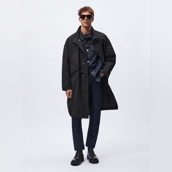 NWT. Zara Black Leather Chunky Lace-Up Derby Shoes. Size 9. - Picture 7 of 8